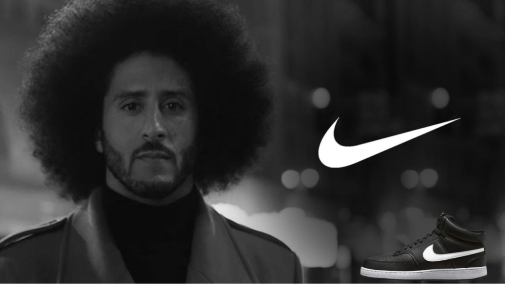 Curly long hairs Man with Shoe showing Nike Brand Purpose Dream Crazy as Brand Purpose Examples